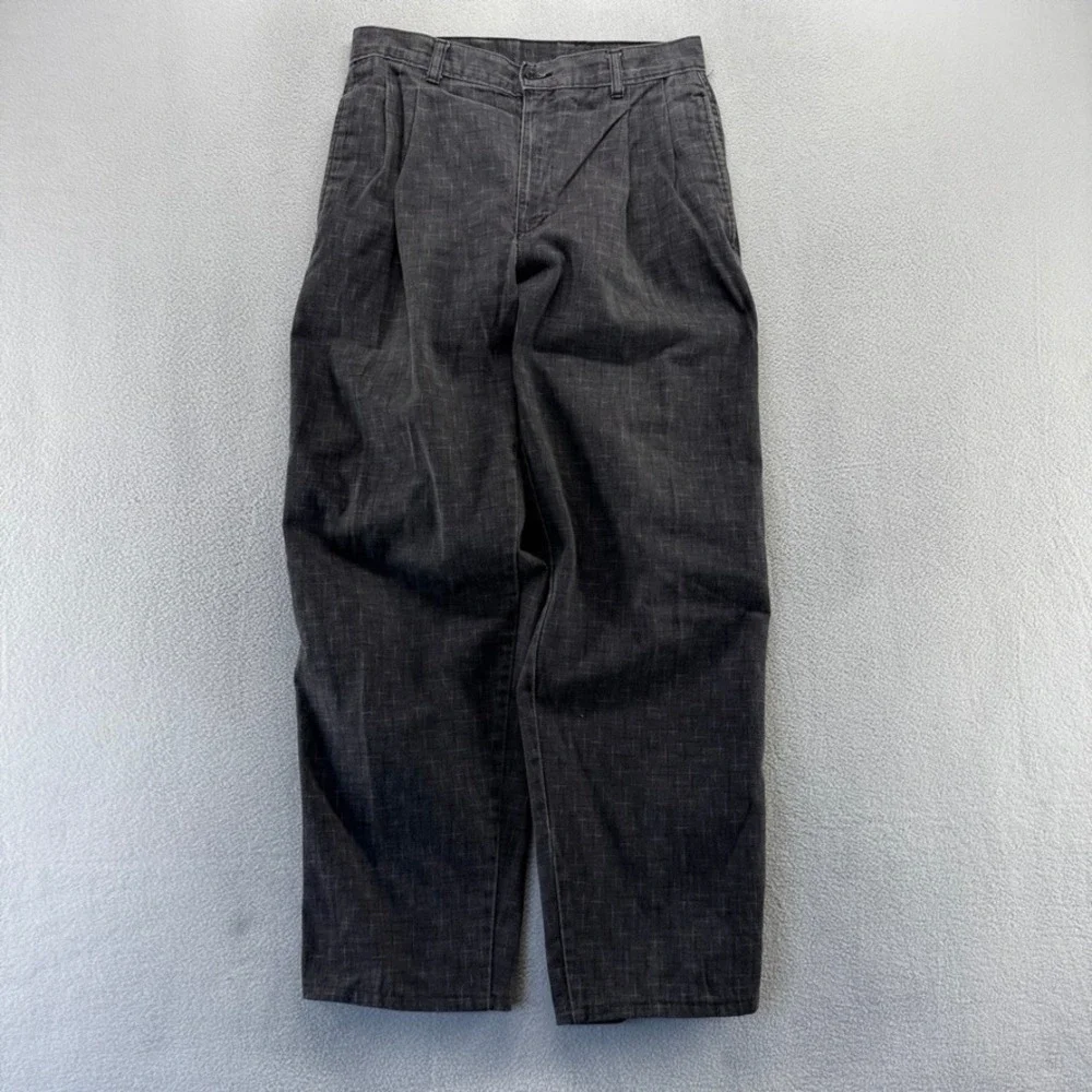 Vintage Brittania Trousers Mens 30x30 Fit 28x28 Gray Plaid Baggy Printed USA 90s